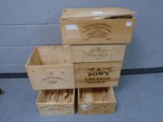 Six pine port crates.