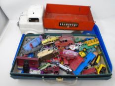 A tray of Tri-ang tin plated transporter vehicle,