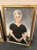 A. Stob : Portrait of a seated lady, oil-on-canvas, in gilt frame, 98cm by 67cm.