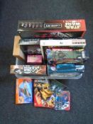A box of games, Star Wars chess set, scrabble etc.