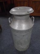 A J. H. Thompson Vicarage Farm Dairies, Windgate, Durham aluminium milk churn.