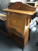 An inlaid oak Art Nouveau lady's bureau (width 76cm).