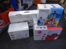 A heated buffet server together with a Kenwood smoothie mixer, a teasmade and a Hoover vacuum.