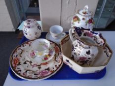 A tray of Masons ware, Mandalay jug, bowl, plate,