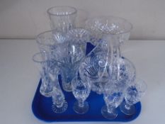 A tray of crystal bowls,