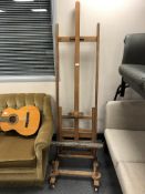 A 20th century pine floor standing artist easel