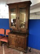 A 19th century oak double door bookcase fitted cupboard,