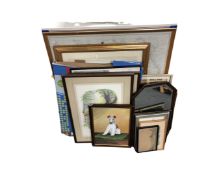 A large quantity of assorted pictures to include framed map,