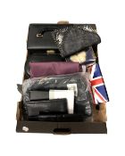 Two boxes of costume jewellery, vanity mirror, trinket boxes,