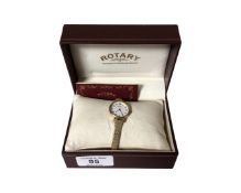 A lady's gold plated Rotary wristwatch in box.