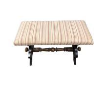 A continental beech and mahogany refectory style stool