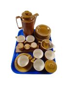 A Hornsea Saffron 22 piece coffee service together with a vinaigrette and three piece cruet set.