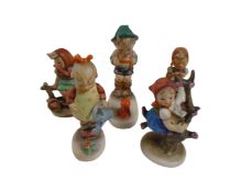 Five west German Hummel figures including Just Resting, Sensitive Hunter etc.