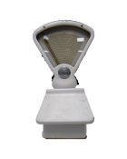 A set of enamelled grocers scales