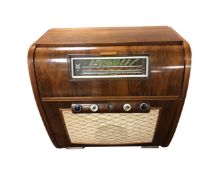 A mid century Umica Six walnut cased radiogram (continental wiring) width 82 cm