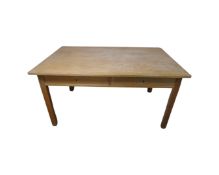 A mid century office table fitted with two drawers,