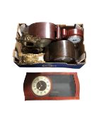 A box of 20th and 21st century mantel and wall clocks