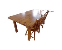A pine rectangular dining table, length 180 cm,