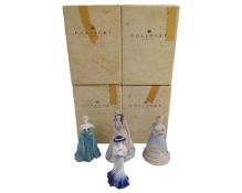 Four Coalport figures including Cinderella's Ball, Beau Monde Charlotte, Thank You and Madeline.