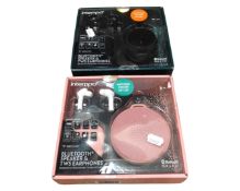 Two Intempo bluetooth speaker and earphone sets.