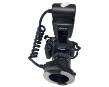 A Canon EOS 750D camera with Sigma 10-20mm DC HSM wide angle lens and Kenro ring flash.