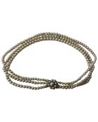 A triple strand pearl choker with 9ct gold clasp.