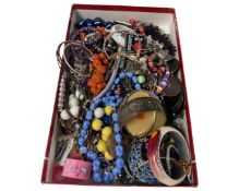 A box of costume jewellery including bangles etc.