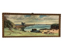 Alan Reid Cook RSMA (1920 - 1974) : A View of Tynemouth and South Shields Lighthouse across the