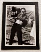 After photographer Andre De Dienes - Marilyn Monroe patterned shirt and black shirt 1945, 14.75x10.