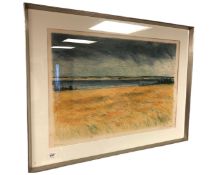 A limited edition continental print depicting farmland, 66cm by 47cm.