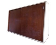 A mid-20th century painted double door sliding cupboard with teak doors.