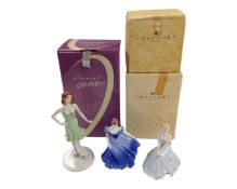 Three Coalport figures, The Birthstone Collection May Emerald, Sandra and Janice.