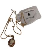 A 9ct gold mounted cameo pendant on 9ct gold chain