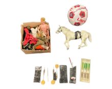 A signed Sunderland football together with vintage darts, Palitoy figure with clothing etc.