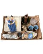 Two boxes of various ornaments, china and china figures etc.