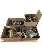 A pallet containing nine boxes of assorted ceramics, pottery, china, mantle clocks,