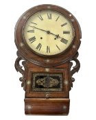 A Victorian rosewood drop dial wall clock.