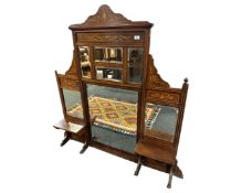 A late Victorian inlaid rosewood overmantel,