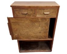 A Continental walnut sliding door side cabinet.