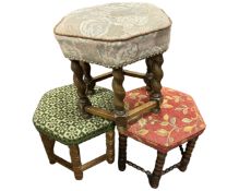 Three octagonal footstools.