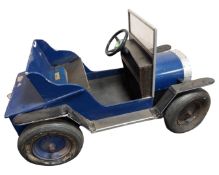 A motorised wood and metal classic style car.