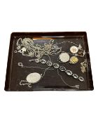 A silver locket on chain together with a blue john pendant mounted in 9ct gold,