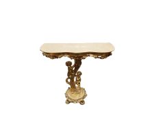 A gilt plaster console table base.