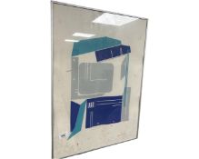 A Continental limited edition signed poster depicting abstract coloured shapes, 42cm by 62cm.