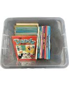 A box of annuals including The Dandy, Jackie, Bunty etc.