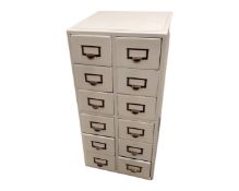 A wooden 12 drawer index chest.