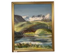 Continental School : Snow covered hillside, oil on canvas, 45cm by 54cm.