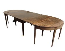 A 19th century mahogany D-end extending dining table, with two leaves, length 286cm, width 120cm.