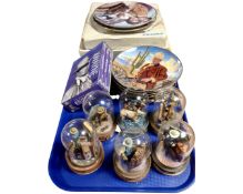 A tray of John Wayne collectables including set of six limited edition sculptures under domes,