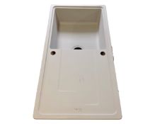 A Franke composite sink with drainer, grey, boxed.